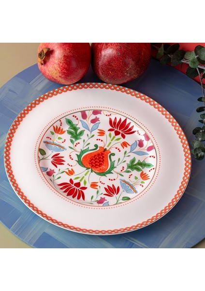 Istanbul Porselen Nar Fine Bone Servis Tabağı Kırmızı 27 cm