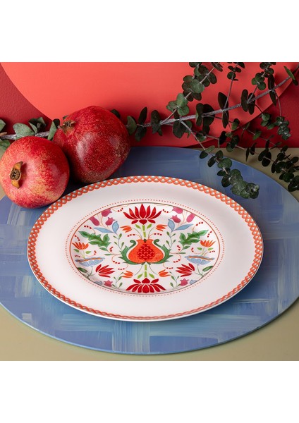 Istanbul Porselen Nar Fine Bone Servis Tabağı Kırmızı 27 cm