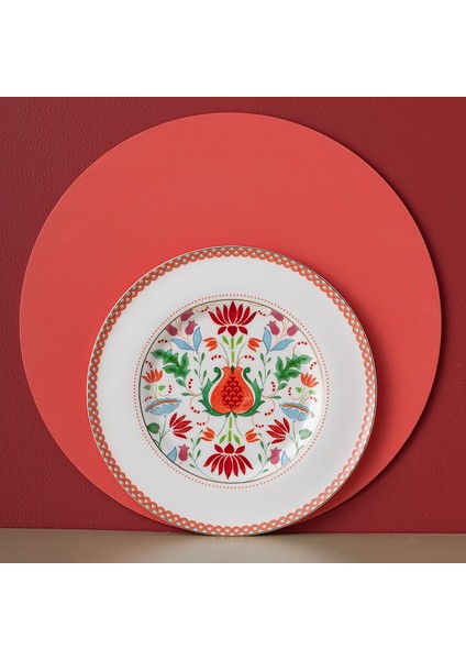 Istanbul Porselen Nar Fine Bone Servis Tabağı Kırmızı 27 cm