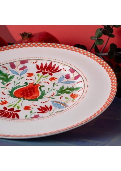 Istanbul Porselen Nar Fine Bone Servis Tabağı Kırmızı 27 cm