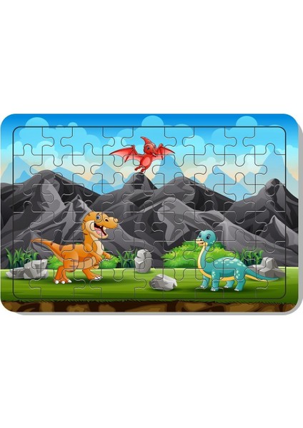 54 Parça Ahşap Puzzle Dinazorlar
