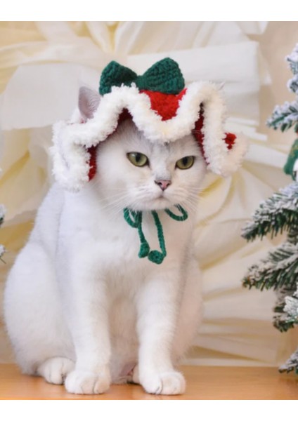 Yılbaşı Kedi Şapkası Hediye Kedi Şapkası Sevimli Hayvan Noel Evcil Hayvan Aksesuarı Kedi Kıyafeti