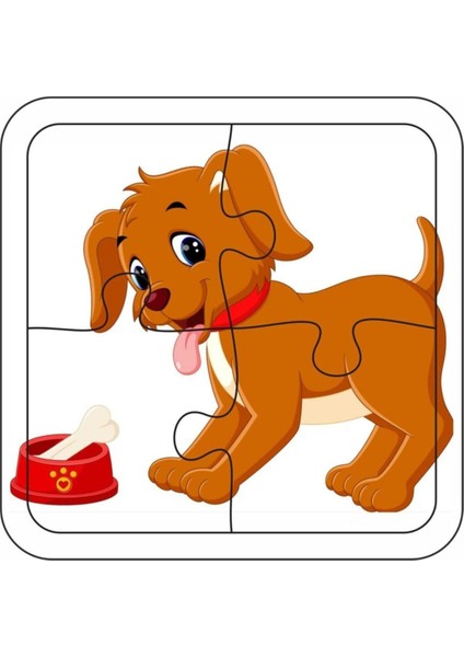 4 Parça Ahşap Çocuk Puzzle Köpek