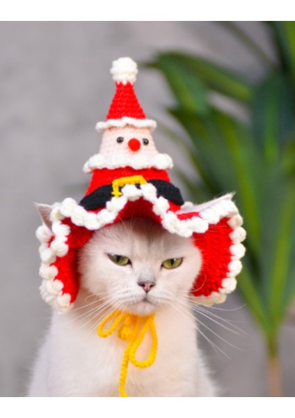 Yılbaşı Kedi Şapkası Hediye Noel Kedi Şapkası Sevimli Hayvan Noel Evcil Hayvan Aksesuarı