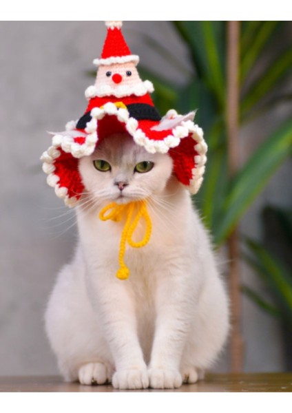 Yılbaşı Kedi Şapkası Hediye Noel Kedi Şapkası Sevimli Hayvan Noel Evcil Hayvan Aksesuarı