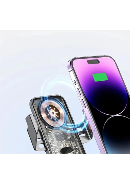 Kablosuz Araç Şarjı Premium Tasarım ve Universal Telefon Tutucu Dokunmatik Açılıp Kapanan Kanatlı
