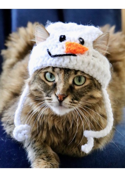 Yılbaşı Kedi Şapkası Hediye Kardan Adam Kedi Şapkası Sevimli Hayvan Noel Evcil Hayvan Aksesuarı
