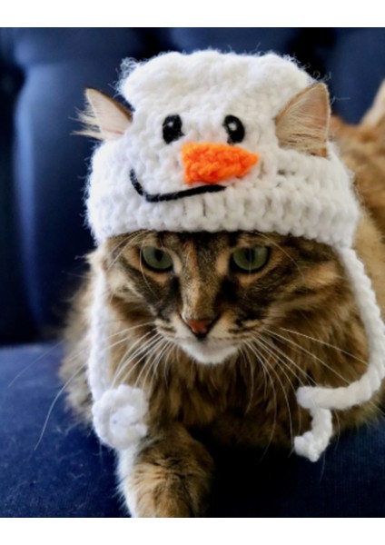 Yılbaşı Kedi Şapkası Hediye Kardan Adam Kedi Şapkası Sevimli Hayvan Noel Evcil Hayvan Aksesuarı