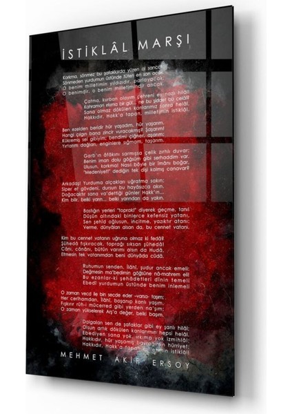 Istiklal Marşı Cam Tablo
