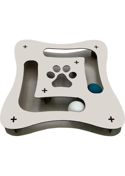 Beyaz 2'li Kare Ahşap Kedi Topu, Eğlenceli ve Sağlıklı Evcil Hayvan Oyunu