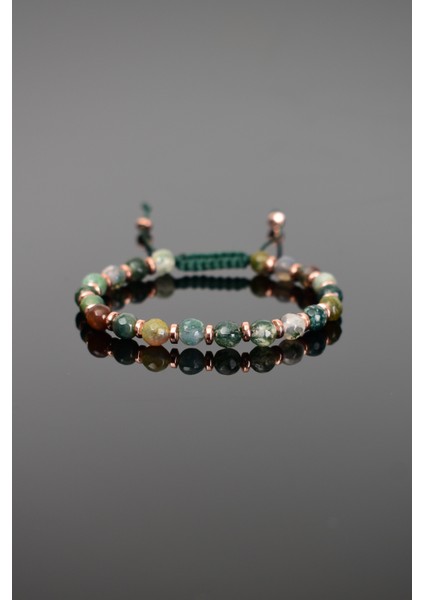 Akik Doğal Taş Makrome Örme Bileklik