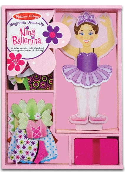 Ahşap Mıknatıslı Balerin Nina Giydirme Oyunu, 3+ yaş, eğlenceli ve eğitici oyuncak modelleri