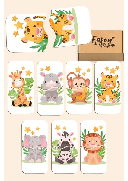 Sevimli Hayvanlar Ahşap Puzzle, Eğitici ve Zeka Geliştirici, 14'lü, 1+ Yaş