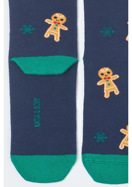 Erkek Ginger Breadman Soket Çorap Lacivert