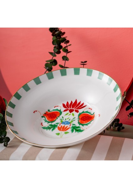 Istanbul Porselen Nar Fine Bone Çukur Tabak Yeşil 22 cm
