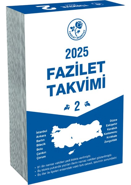 Hayat Rehberimiz 2025 Fazilet Blok Duvar Takvimi 7 Bölge Yurtiçi