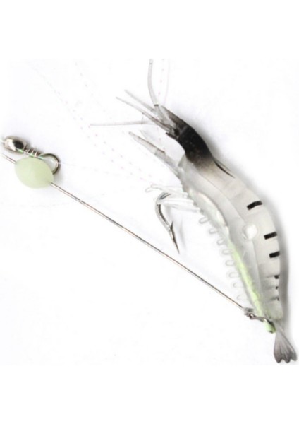 Fosforlu Glow Iğneli, Boncuklu Silikon Karides Yapay Yem Siyah