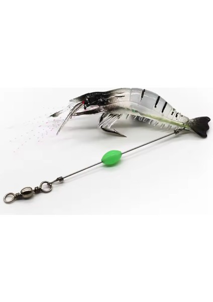 Fosforlu Glow Iğneli, Boncuklu Silikon Karides Yapay Yem Siyah