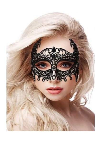 Siyah Dantel Kesim Parti Maskesi modelleri