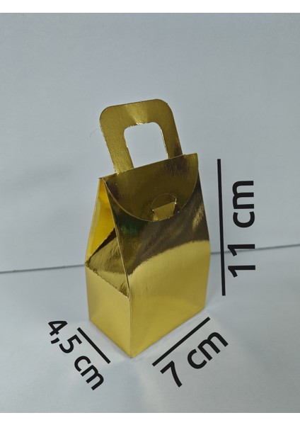 Çanta Karton Kutu Parlak Gold Renk Kına Çerez Şeker Kutusu 20 Adet