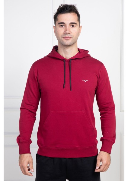 Mecit 2975 Bordo %100 Pamuk Kapüşonlu Spor Model Büyük Beden Erkek Pijama Takımı