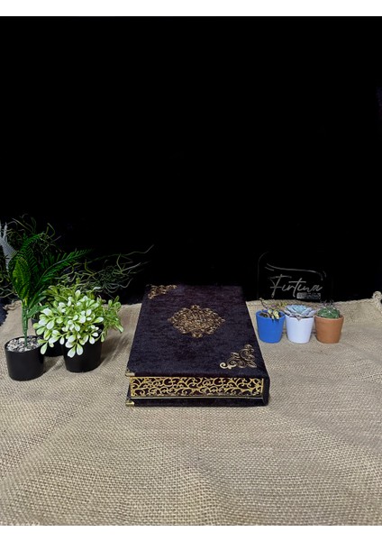 Kur'an-I Kerim Seti Kadife Kaplı Bilgisayar Hatlı Sandık Kutulu - Siyah fiyatları