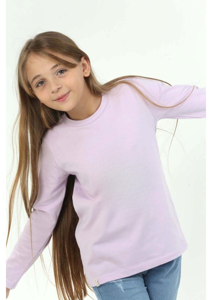 Kız Çocuk Uzun Kollu Bisiklet Yaka Pamuklu Baskısız Tişört fiyatları