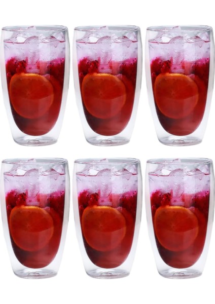 Cidarlı Büyük Cam Meşrubat - Kokteyl - Latte Bardak Seti 420 Ml x 6 Adet 2773