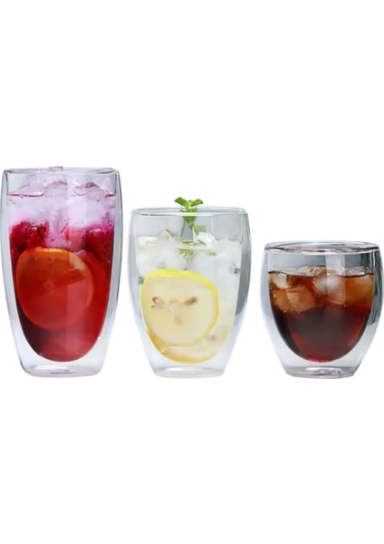 Cidarlı Büyük Cam Meşrubat - Kokteyl - Latte Bardak Seti 420 Ml x 6 Adet 2773