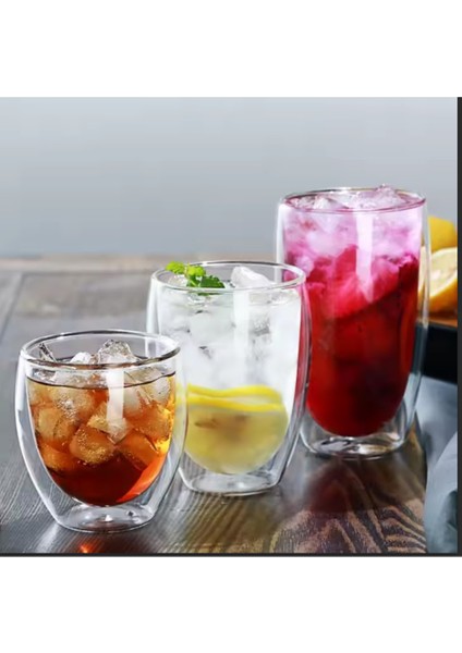 Cidarlı Büyük Cam Meşrubat - Kokteyl - Latte Bardak Seti 420 Ml x 6 Adet 2773