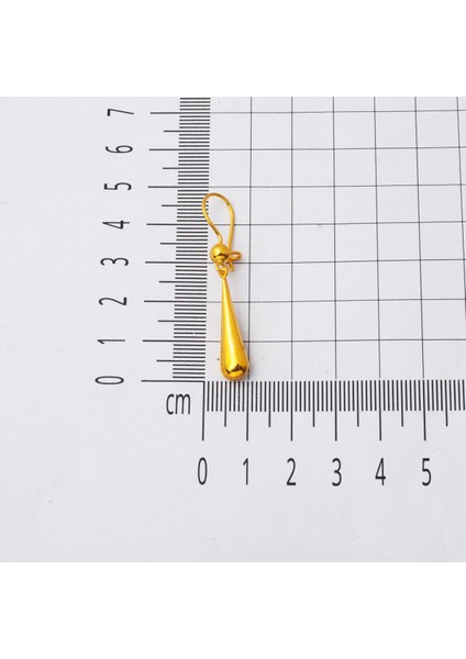 Su Damlası Sallantılı 14 Ayar Altın Küpe