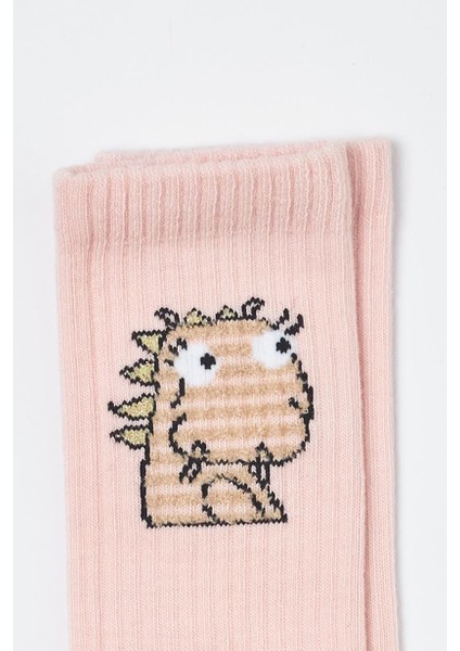 Çocuk Sevimli Dinozor Desenli Soket Çorap Pembe indirimleri