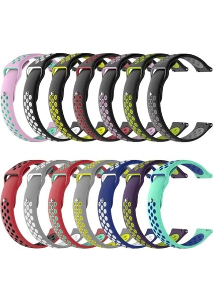 Huawei Gt5 Gt4 Gt3 Gt2 46MM (22MM) Uyumlu Delikli Çift Renkli Spor Silikon Kordon Kayış fiyatları
