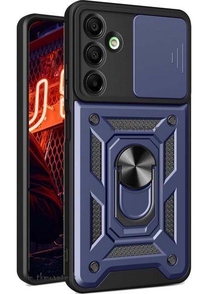 Samsung Galaxy A16 Kılıf Kamera Korumalı Sürgülü Yüzüklü Standlı Military Armor Zırh Tank Kızaklı Kapak