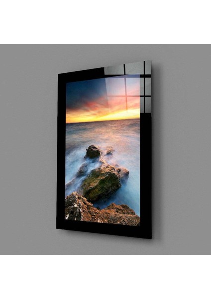 Sahilde Gün Batımı Cam Tablo fiyatları