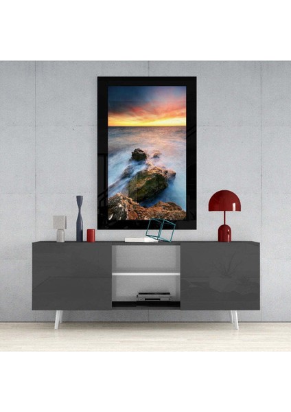 Sahilde Gün Batımı Cam Tablo fırsatları