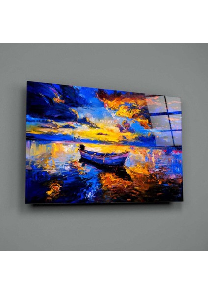 Lacivert Günbatımı Cam Tablo modelleri