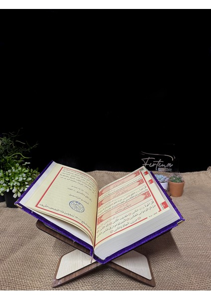 Kur'an-I Kerim Seti Kadife Kaplı Bilgisayar Hatlı Sandık Kutulu - Mor indirimleri