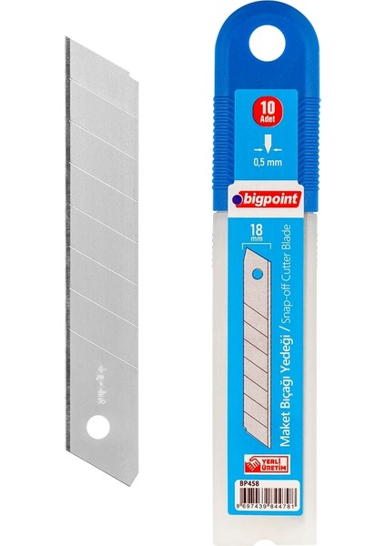 Geniş Maket Bıçağı Yedeği 10'lu Tüp Karbon Çelik Dayanıklı ve Uzun Ömürlü 18 mm
