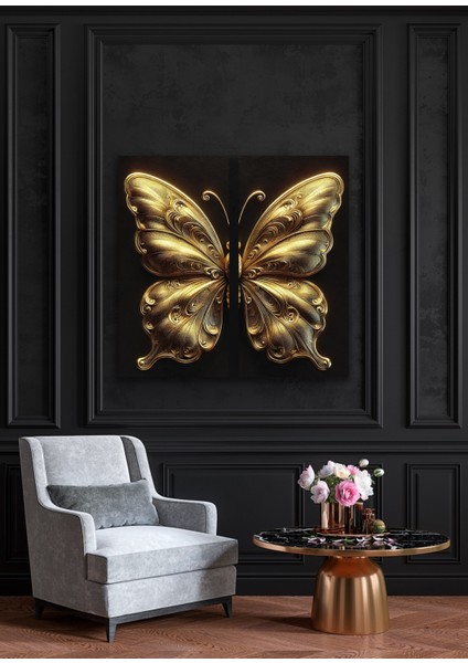 2li Gold Eskitme Kelebek Kanvas Tablo 60 x 120 cm x 2 fiyatları