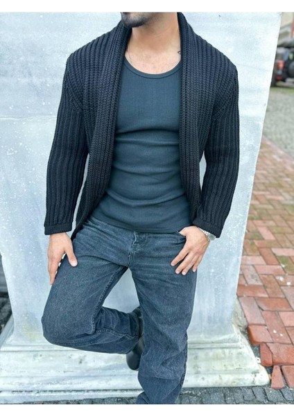 Hırka Kalın Örgü Şal Yaka Cepli Panço Triko Hırka Kapamasız modelleri