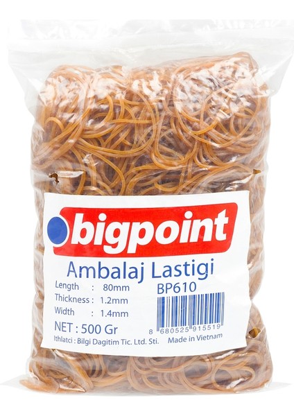 Ambalaj Lastiği 500 Gram %100 Kauçuk 80 mm Uzunluk Dayanıklı ve Esnek Para Lastiği