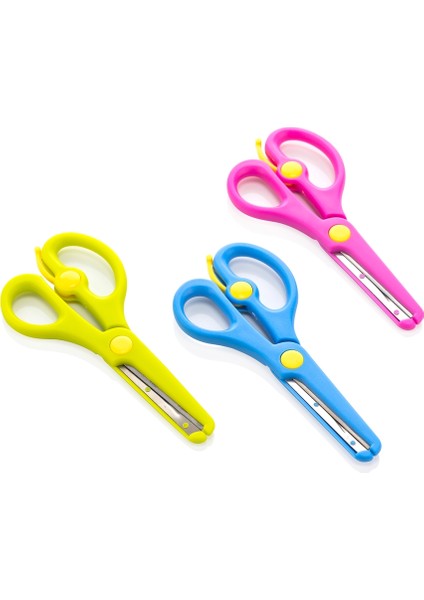 | Yaylı ve Korumalı Okul Makası, Oval Uçlu, Çocuk Güvenli ve Hafif Tasarım, 13.5 cm