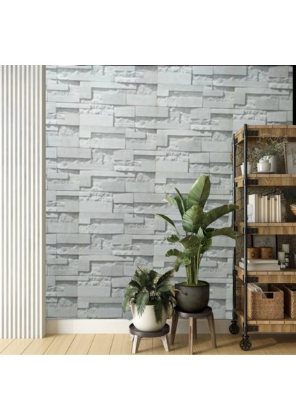 Gerçek Taş Görünümlü 3D Duvar Kağıdı Genişlik 53 cm Uzunluk 10 Metre