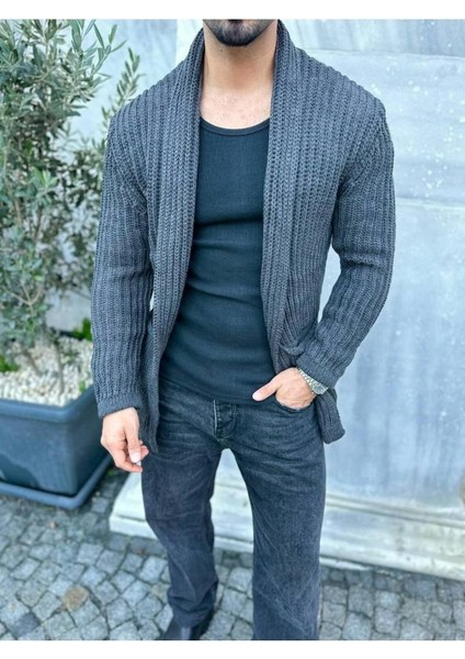 Hırka Kalın Örgü Şal Yaka Cepli Panço Triko Hırka Kapamasız indirimleri