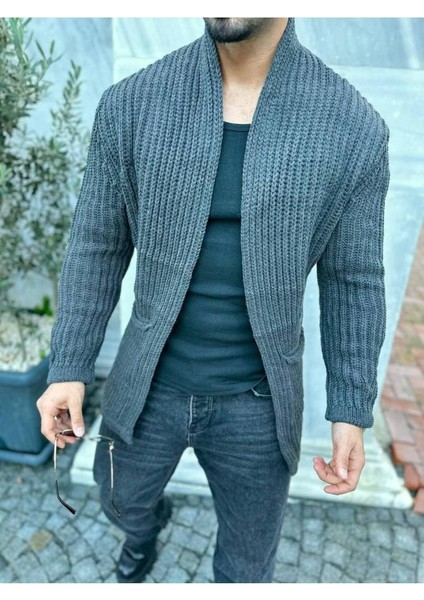 Hırka Kalın Örgü Şal Yaka Cepli Panço Triko Hırka Kapamasız fiyatları