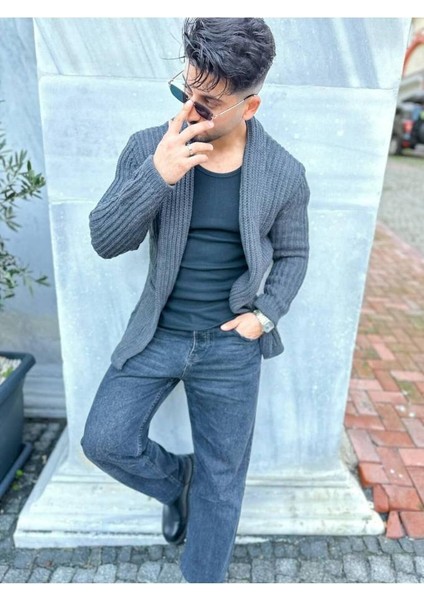 Hırka Kalın Örgü Şal Yaka Cepli Panço Triko Hırka Kapamasız modelleri