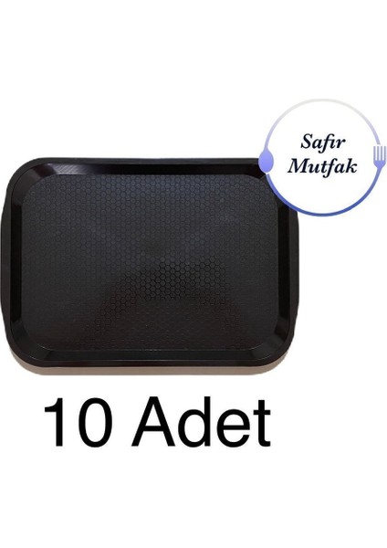 10 Adet 20X30 cm Siyah Fast Food Tepsisi, Servis Tepsisi, Sunum Tepsisi (Küçük Boy)