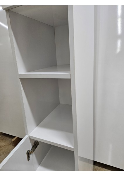 Posof Mdf Beyaz Salon Dolabı - Kitaplık - Vitrin ( Mdf)