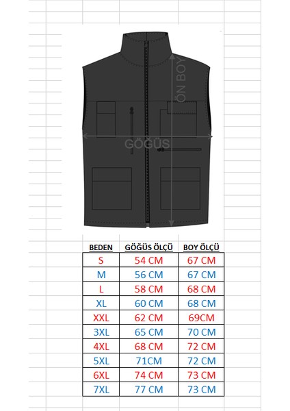 Her Mevsim Kullanılabilen Pamuklu Kumaş Çok Cepli Iş Yelek - Avcı Yelek 5 Beden 5 Renk Seçenekli